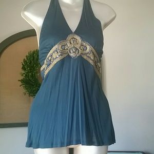 Beaded Teal Twenty one Top